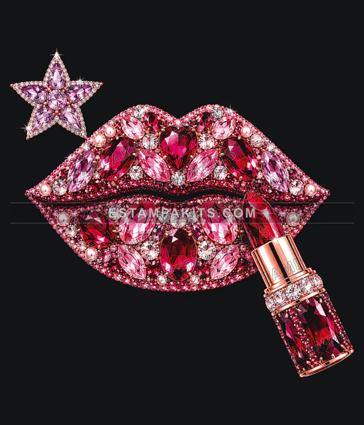 Labios rosas con labial: muestra protegida