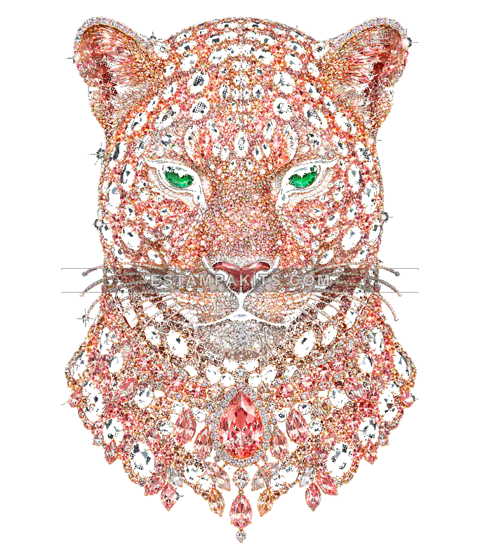 Leopardo con collar joya: muestra protegida con transparencia